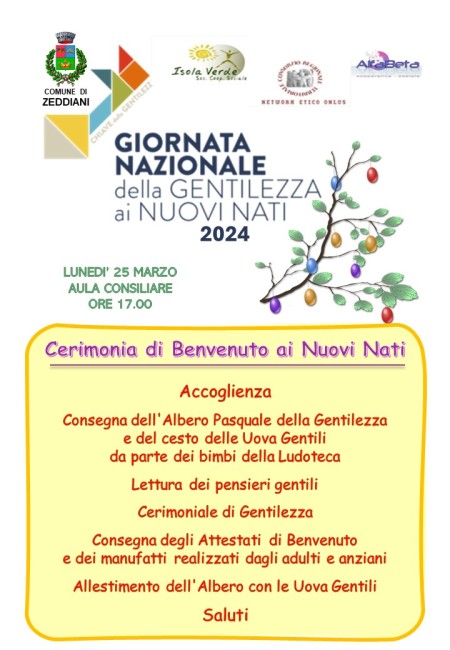 GIORNATA NAZIONALE DELLA GENTILEZZA AI NUOVI NATI