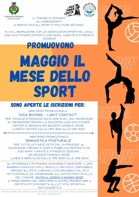Maggio Il mese dello Sport - Zeddiani dedica il mese di maggio alla promozione dell’attività sportiva