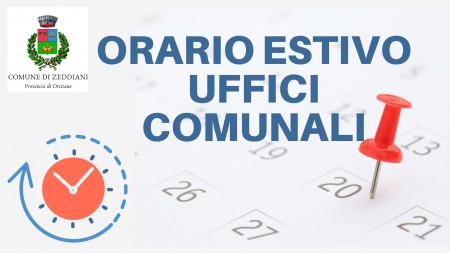 Orario estivo uffici comunali -  Dal 7 luglio al 22 settembre 2022