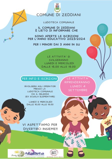 LUDOTECA COMUNALE – APERTURA ISCRIZIONI