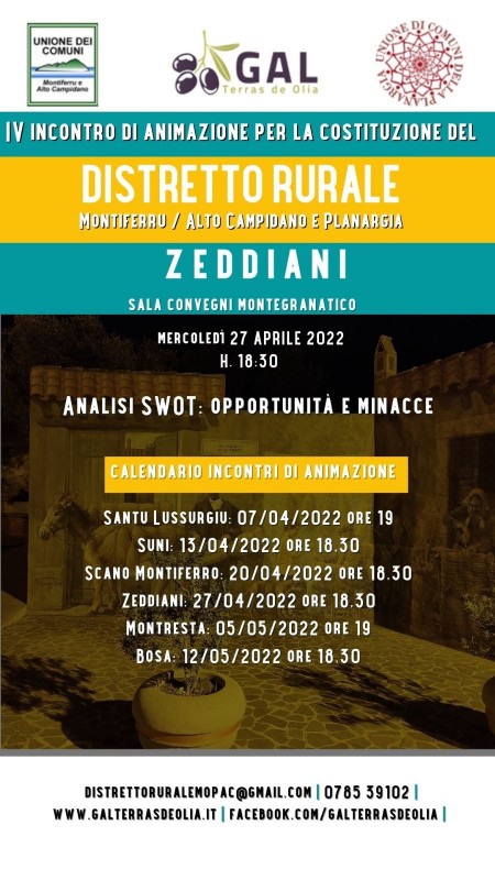 Incontro di animazione finalizzato alla nascita del DISTRETTO RURALE Montiferru – Alto Campidano – Planargia