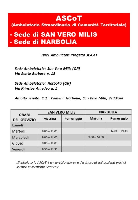 ATTIVAZIONE NUOVO ASCoT DI NARBOLIA