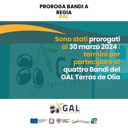BANDI GAL TERRAS DE OLIA - PROROGA SCADENZE