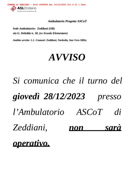 AMBULATORIO ASCOT – TURNO SOSPESO