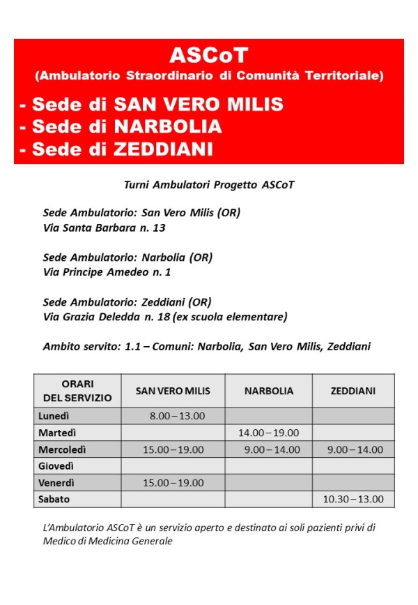 TURNI AMBULATORI ASCoT